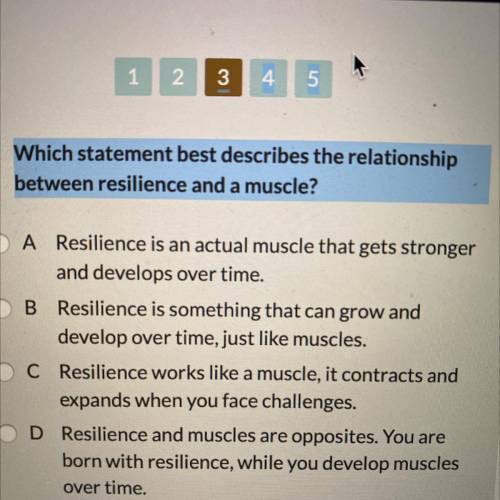 URGENT Which statement best describes the relationship
between resilience and a muscle?