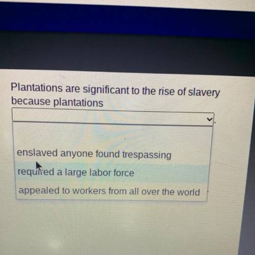 Plantations are significant to the rise of slavery
because plantations