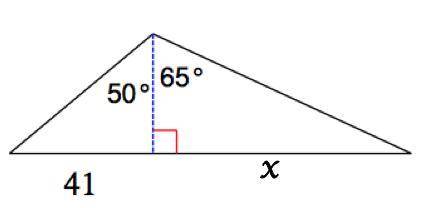 Find the value of x in the figure below: (Round to the nearest hundredth)