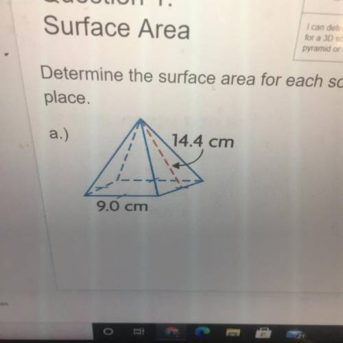 What is the surface area of this square based pyramid?