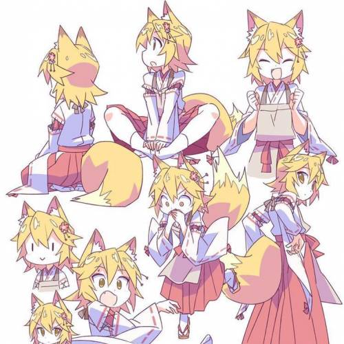 How does a kitsune body work? Specifically,how does the fox ears and tail connect?

(Picture provi
