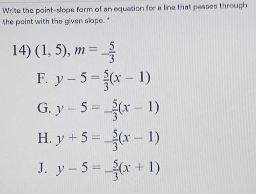 3 9 points Write the point-slope form of an equation for a line that passes through the point with