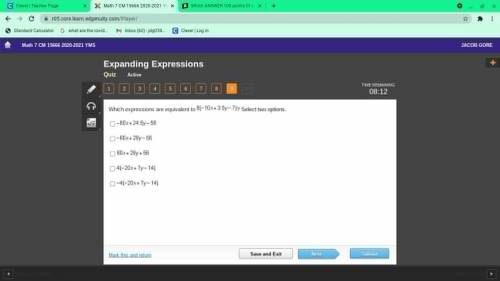 100 points don't be the wrong answer 
Which expressions are equivalent to 8(-10x+3.5y-7)