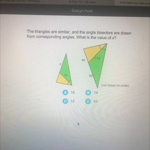 The triangles are similar, and the angle bisectors are drawn

from corresponding angles. What is t