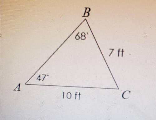 Can someone help me

Based on the measurements shown on △ABC, AB must be:a. less than 7ftb. betwee
