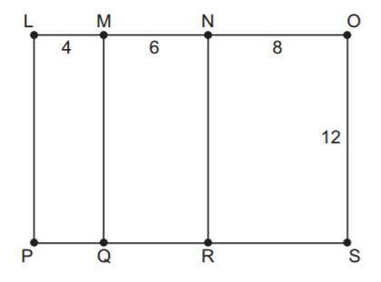 Which shape is similar to rectangle LOSP?

Rectangle LOSP is shown below. The lengths, in units, o