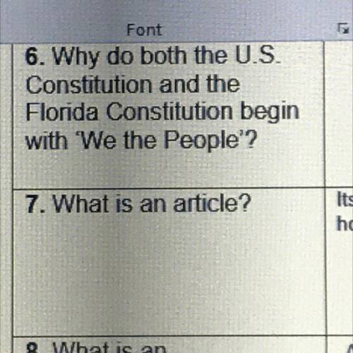 6. Why do both the U.S.

Constitution and the
Florida Constitution begin
with 'We the People'?