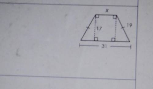 Find the value of x using pythagorean theorem.