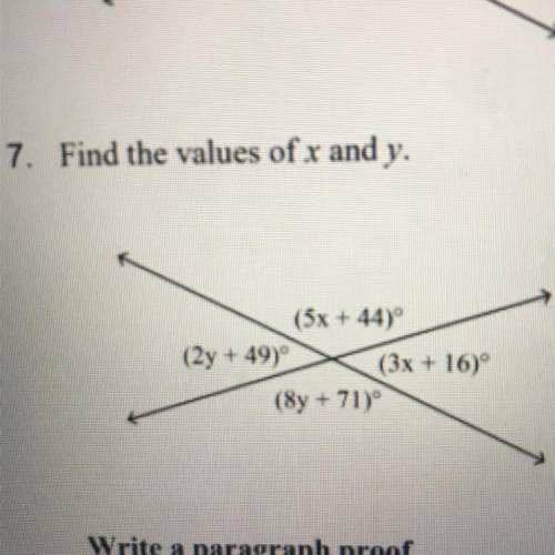 7. Find the values of x and y.