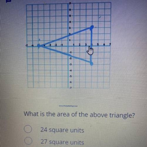 What is the area of the above triangle?

24 square units
27 square units
48 square units
54 square
