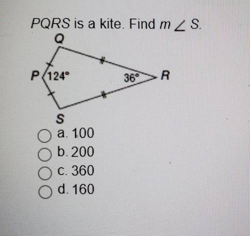 PQRS is a kite. Find m < S