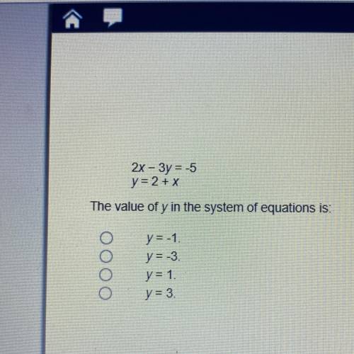 The value of y in the system of equations is: