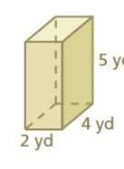Find the surface area of the prism.The surface area is square yards