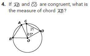 If ab and cd are congruent what is the measure of chord ab