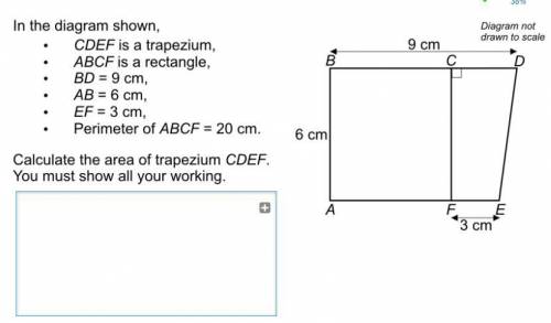 Calculate the area of trapezium CDEF:)

In the diagram shown 
. CDEF is a trapezium 
.ABCF is a re