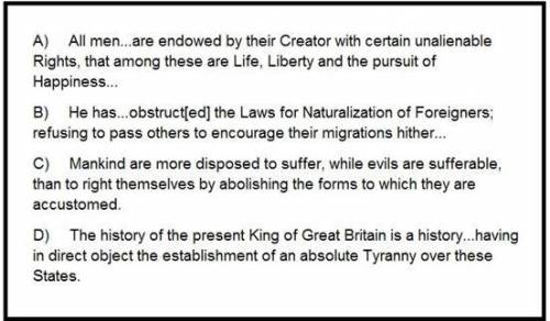 The statements below are from the Declaration of Independence.

Which statement reflects the Enlig