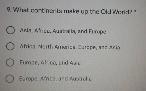 Will give brainliest :)What continents make up the Old World?