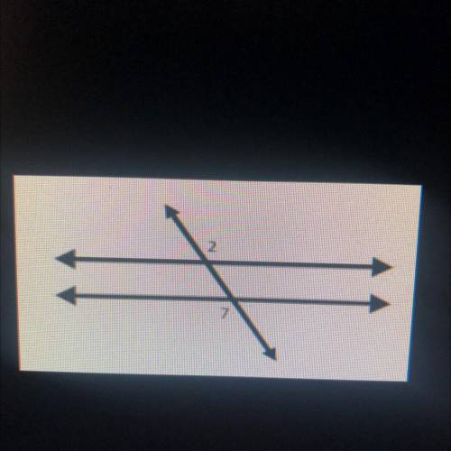 The following model represents a pair of parallel lines cut by a transversal. Which statement is tr