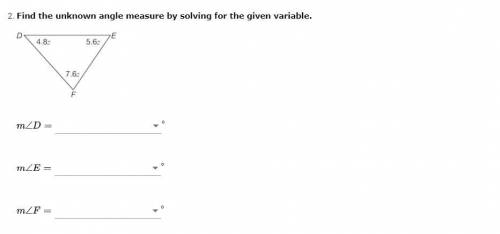 Find the unknown angle measure by solving for the given variable.