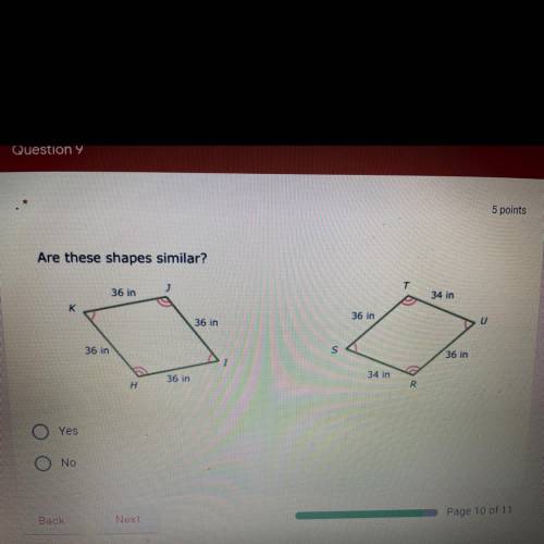 Please answer test!
Are these shapes similar?