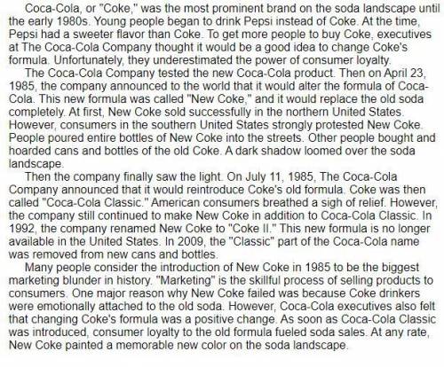 Which two statements from the passage support the idea that New Coke was a marketing mistake?

How