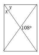 Given that the quadrilateral below is a rectangle, find x and y.

x=
36
y=