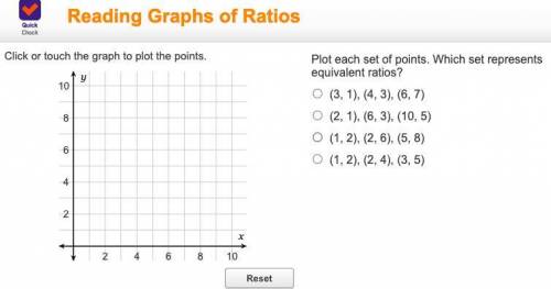 PLS HELP I WILL GIVE YOU BRAINLIST

Plot each set of points. Which set represents equivalent ratio