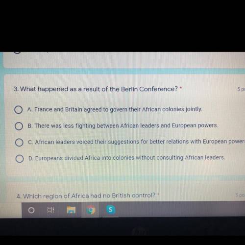 What happened as a result of the berlin conference ? PHOTO SHOWS MULTIPLE CHOICE! PLS EXPLAIN!