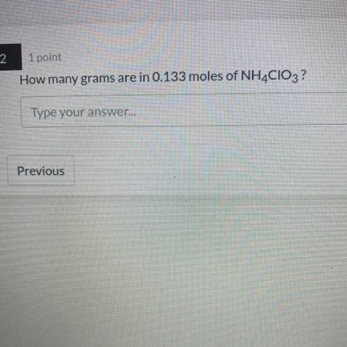 How many grams are in 0.133 moles of NH4CIO3?