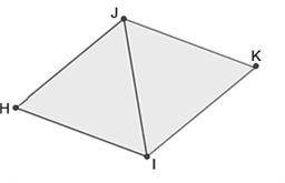 The figure shows two equilateral triangles with a shared side. Can the triangles ΔIHJ and ΔIKJ be p