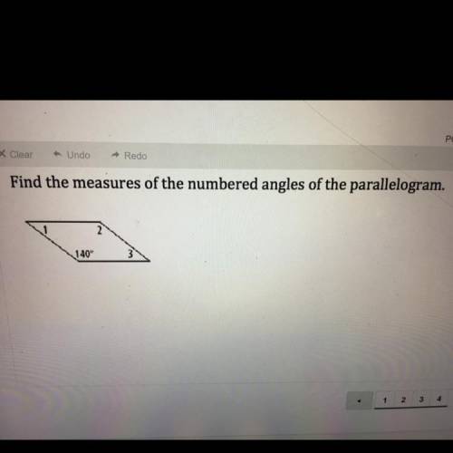 Find the measures of the numbered angles of the parallelogram.