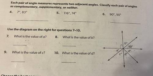 Use the diagram on the right for questions 7-10