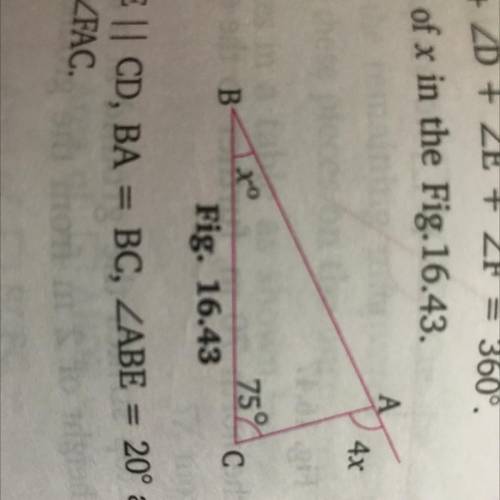 Calculate the value of x in the given figure