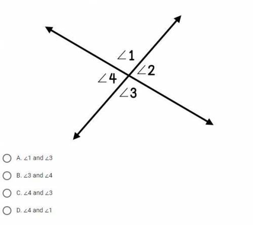 Which of the angles below are vertical angles?