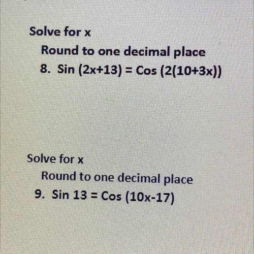 Solve for x , round to one decimal place.