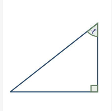Look at the figure below:

an image of a right triangle is shown with an angle labeled y degrees
I