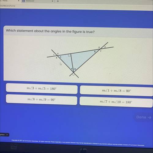 Which statement about the angles in the figure is true?

1. mZ3+ m25 = 180°
2.mZ1 +m28 = 90°
3.mZ8