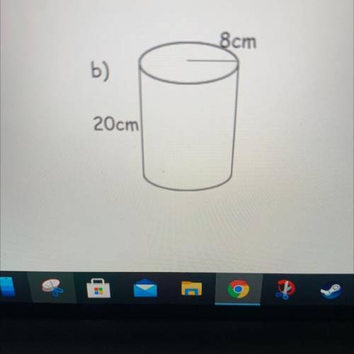 8cm
20cm
What is the volume of this cylinder?
