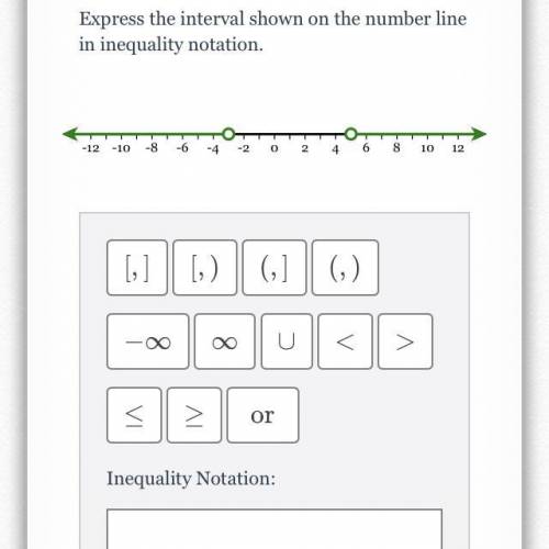 Express the interval shown on the number line in inequality notation.
