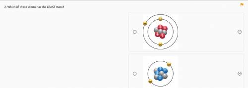Which of these atoms has the LEAST mass? A B C or D ?