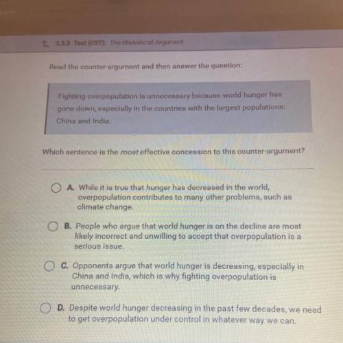Read the counter argument and then answer the question:

Fighting overpopulation is unnecessary be