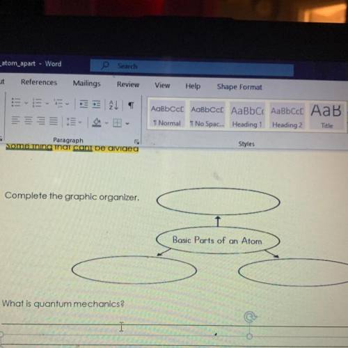 Complete the graphic organizer.
Basic Parts of an Atom