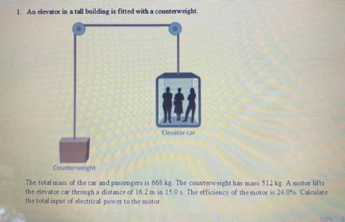 An elevator in a tall building is fitted with a counterweight.

The total mass of the car and pass