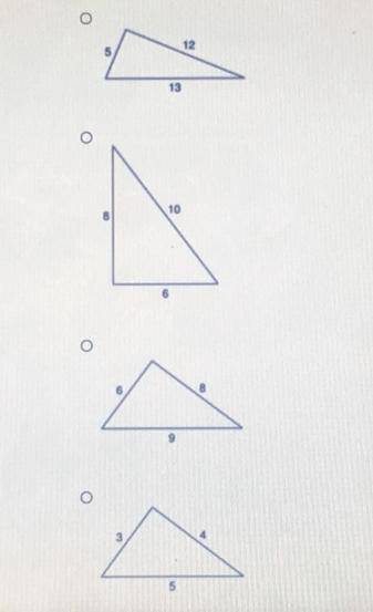 Which of the following triangles is NOT a right triangle?