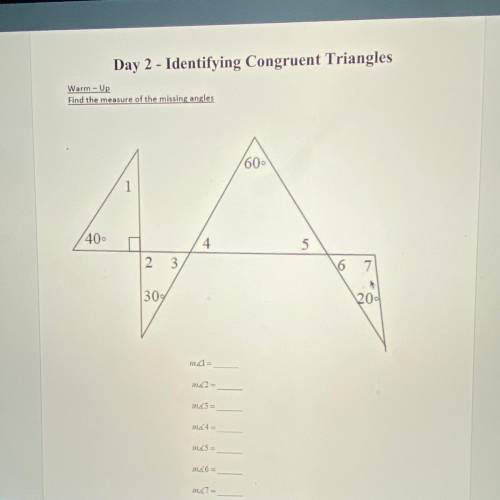 Identifying Congruent Triangles
Find the measure of The missing angles