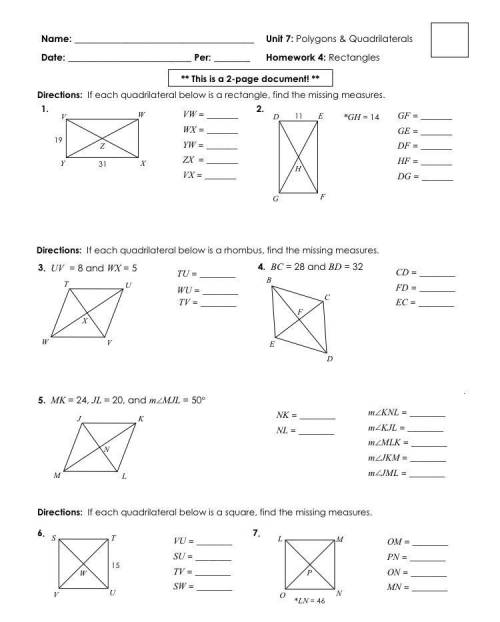 Unit 7 polygons and quadrilaterals homework 4 rectangles ...