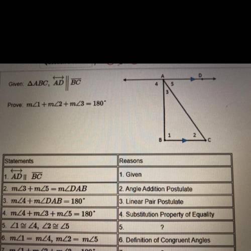 Complete the proof of the triangle angle sum theorem.