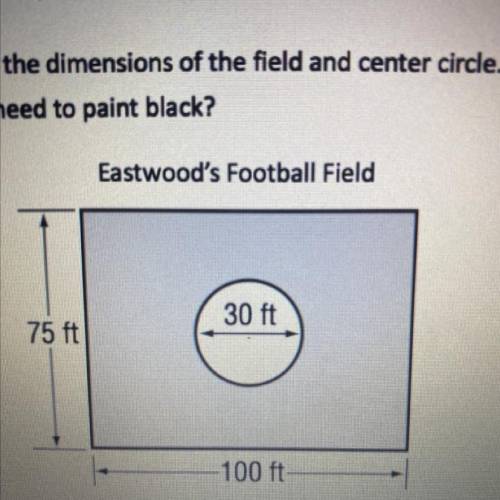 5) Eastwood Middle School wants to paint the football field black, but not the

center.
The diagra