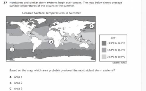 Bases on the map, which area probably produced the most violent storm systems?