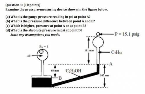 Examine the pressure-measuring device shown in the figure below. (a) What is the gauge pressure rea